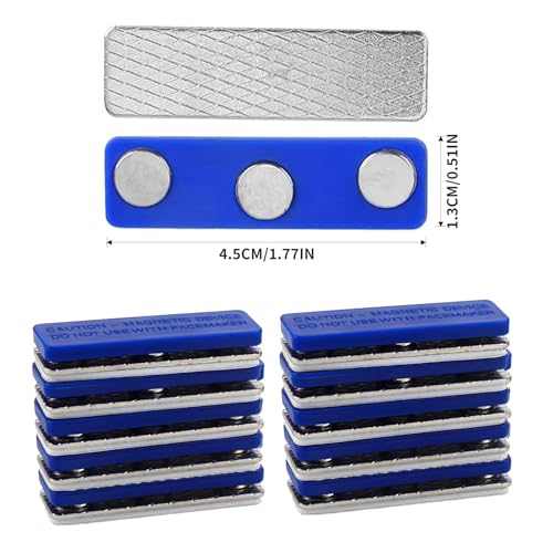 Namensschilder Magnet – 10er Set Magnetische Ausweishalter mit Acryl-Display, Namensschilder für Kleidung Magnet Selbstklebend, Robuste Ausweishüllen mit 3-Punkt-Neodym-Befestigung, Wiederverwendbar