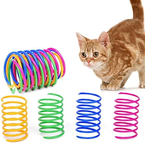 12 pcs Colorful Spring Cat Toys, Cat Spring Toy Spring Toys for Cats BPA Free Plastic Interactive Toys to Kill Time and Keep Fit for Swatting, Biting, Hunting Active Healthy Play Kitten Toys