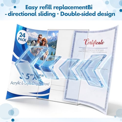 Ctosree 48 Pcs Acrylic L Shape Slant Desktop Photo Frame, 2.5 x 3.5 Inch by Ctosree - Used condition - Image 4