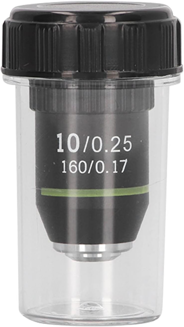 Achromatic Objective Lens 10X High Power Microscope Lens 20.2mm Interface Standard RMS Microscope Eyepiece Replacement