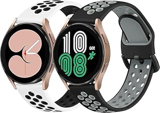 سوار سيليكون 20 ملم كلاسيكية بفتحات جيدة التهوية للنساء والرجال من Next Store متوافق مع ساعة سامسونج جالاكسي 5/5 برو/4 سوار ساعة متوافق مع جالاكسي 4 (قطعتين)