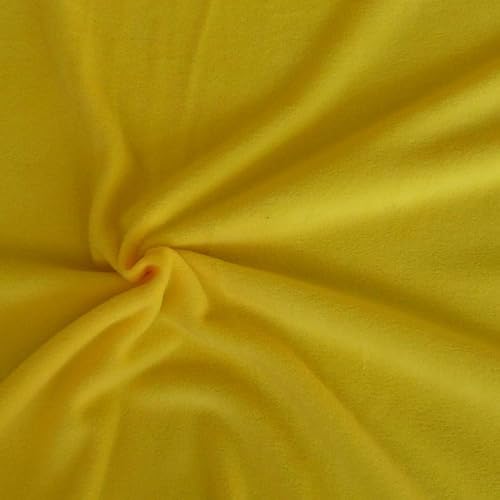 Polar Fleece Fabric Antipilling Yellow Sold by the Metre | Ideal for Clothes, Sweaters & Blankets (150 cm Width, 250 g/m²)