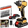 Cordless Impact Wrench, 21V Torque Power Impact Driver, 1/2" Power Impact Wrenches with 2 * 2.0Ah Batteries with 19 Accessories, Electric Impact Motor Variable Speeds for home installation (Yellow)