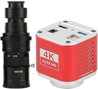 4K 8MP HDMI USB Industrial Microscope Measuring Camera U Disk Storage Video Recorder & 200X C-Mount Lens