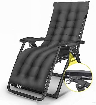 Patio Lounge Chairs Sunloungers, Textoline Folding Reclining Chairs Lounger Garden Chair Beach Sun Lounger Recliner Chairs for Garden Outdoor Patio Weatherproof Durable With Black Cushion