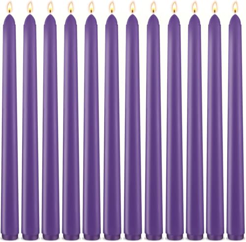 Sihuida 12 Pack 10 Inch Royal Purple Taper Candles