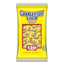 Charleston Chew Chocolate Coated Chewy Nougat Bars - Peanut Free, Gluten Free - Individually Wrapped Old Fashioned Chocolate Candy - Vanilla, Pack of 120