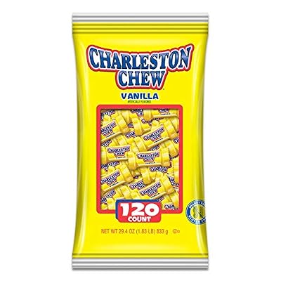 Charleston Chew Chocolate Coated Chewy Nougat Bars - Peanut Free, Gluten Free - Individually Wrapped Old Fashioned Chocolate Candy - Vanilla, Pack of 120