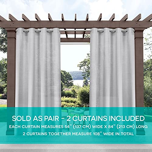 Exclusive Home Miami Semi-Sheer Textured Indoor/Outdoor Grommet Top Curtain Panel Pair, 54"x84", Cloud Grey - Image 2