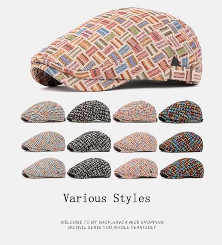 Image of Quanhaigou Unisex Denim Newsboy Hats Flat Ivy Gatsby Cabbie Driving Berets Hat Cotton Dad Cap for Men Women