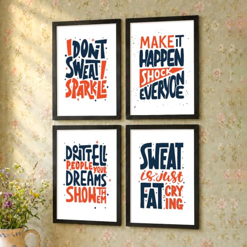 Image of PAINTINGMANTRA Motivational Wall Frames For Living room, Motivational Wall Art Quotes For Bedroom, Office And Study rooom, Set of 4, 13x18 Inch