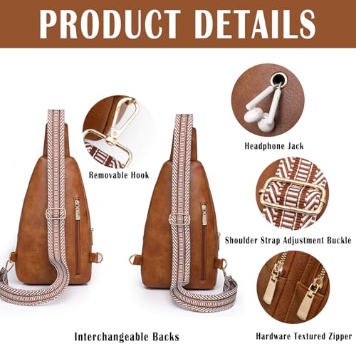 Farcauo Crossbody Bag für Damen Herren Umhängetasche Hellbraune Brusttasche Herren Damen Sling Bag Kleine Schultertasche Diebstahlsichere Tasche mit Gurt Shoulder Bag Women Men Chest Bag