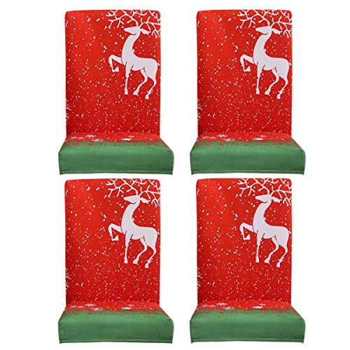 60% Off Discount LERTREE Christmas Dining Room Chair Covers Slipcovers Removable Washable Christmas Chair Covers Protector for Kitchen Home Hotel, Set of 4 (A)