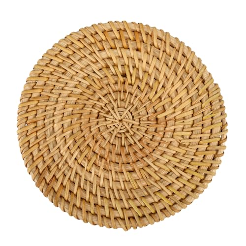 Sottobicchieri in rattan, 13 cm, rotondi, sottobicchieri fatti a mano, in tessuto, per bicchieri, bevande, tazze da tè, tovagliette, piante in vaso
