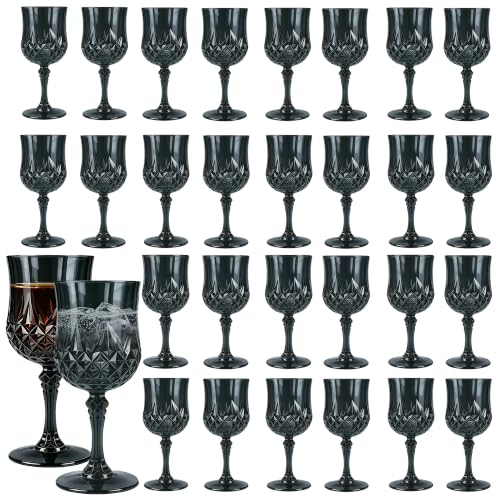 LEYIQU 10oz Plastic Wine Glasses, 30 Pack Vintage Goblets for Party