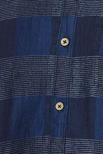 Image of CAHOOT Men's Navy Blue Checkered Button Up Shirt Regular Fit for Casual Wear | Structured Shirt Crafted with Regular Full Sleeve and Comfort Fit for Everyday Wear