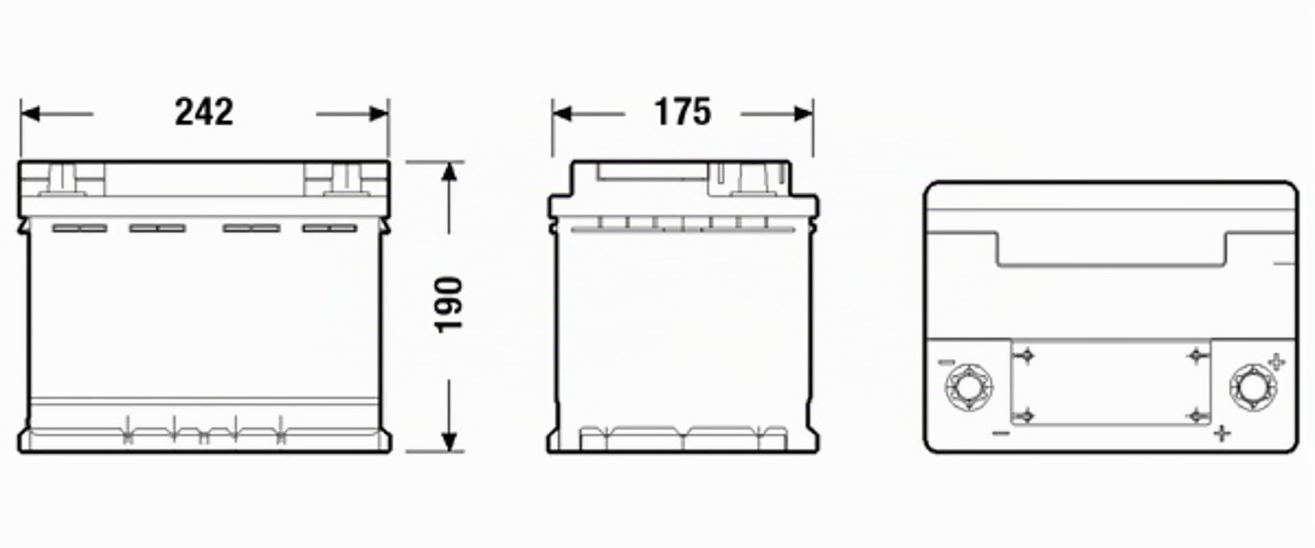 EXIDE Batteria 62, Ah 680, A/EN EK620 L 242mm B 175mm H 190mm Compatibilità con PEUGEOT 208 I Hatchback CA, CC, RENAULT Clio 4 Hatchback BH, VW Polo Hatchback 6R1, 6C1 Golf 4 Hatchback 1J1
