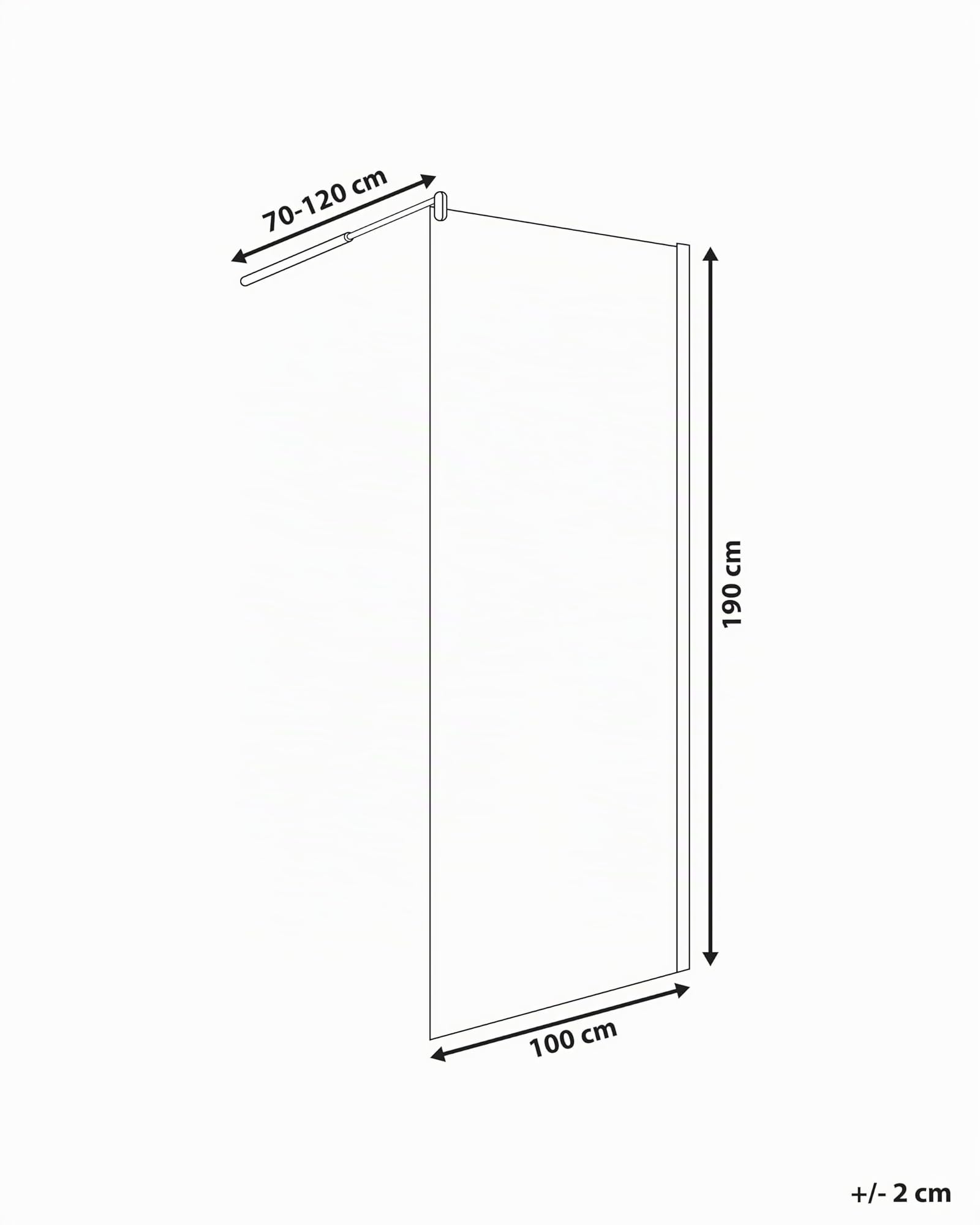 Mampara de ducha de vidrio templado sin puerta dorado 100 x 190 cm Ahaus