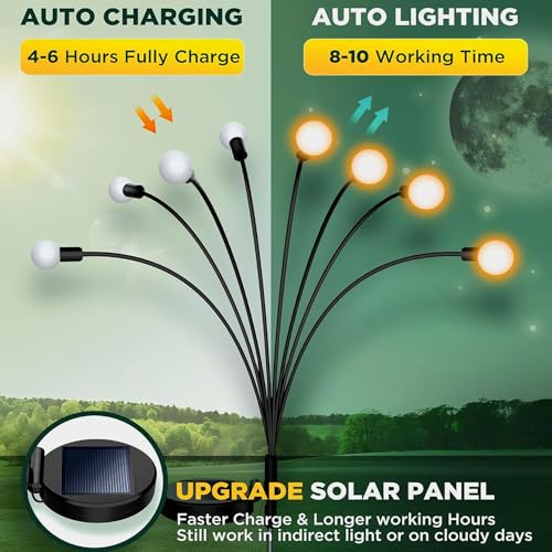 Image of Solar Light for Outdoor Garden and Home, Waterproof Firefly Light Decor for Solar Balcony, Plant, Pot, Decoration Light (4, Standard)