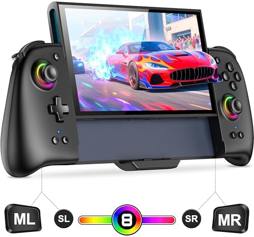 （14:00時点） Elekasumi Switch 2 グリップコントローラー 携帯モード専用コントローラー スリープ解除 マクロ機能 1000mAh大容量 Bluetooth対応 ジャイロセンサー搭載 5段階振動 3段階連射機能搭載 ゲーム機向け