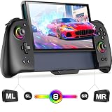 Elekasumi Switch 2 グリップコントローラー 携帯モードコントローラー 一体型 スリープ解除/マクロ機能/1000mAh大容量/Bluetooth対応/ジャイロセンサー搭載/5段階振動/3段階連射 直挿し式 スイッチ2対応 ゲーム機向け