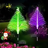 Awgssifum Solar Christmas Tree Lights, Christmas Decorations Outdoor, with 7 Color Changing Jellyfish Lights, Waterproof Solar Powered Christmas Tree for Outdoor Garden Pathway Xmas Decor（2 Pack
