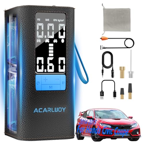 ACARLUOY Portable Air Compressor for Car Tires - 3X Faster Inflation, Fit for Honda Civic Coupe 2014-2015,6000mAh Battery, LCD Screen, LED Light, Auto Shutoff