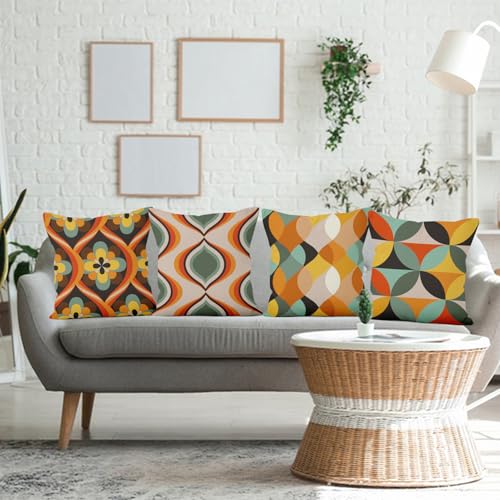 Yanutan Colorful Boho Throw Pillow Covers, Vintage Bohemian Decorative Velvet Pillow case, Modern Pattern 4-Pack Double-Side Printed Pillowcases for Sofa Home Living Room, 18x18 in by Yanutan - Image 4