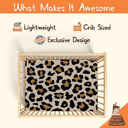 Image of Dear Baby Gear - Baby Crib Sheets - Toddler Bed Sheets - Breathable Fitted Bed Sheet - Nursery Bedding - Cribs Mattress Cover - Standard Crib Sheet for Girls & Boys - 52x28x10 (Gold Leopard Print)