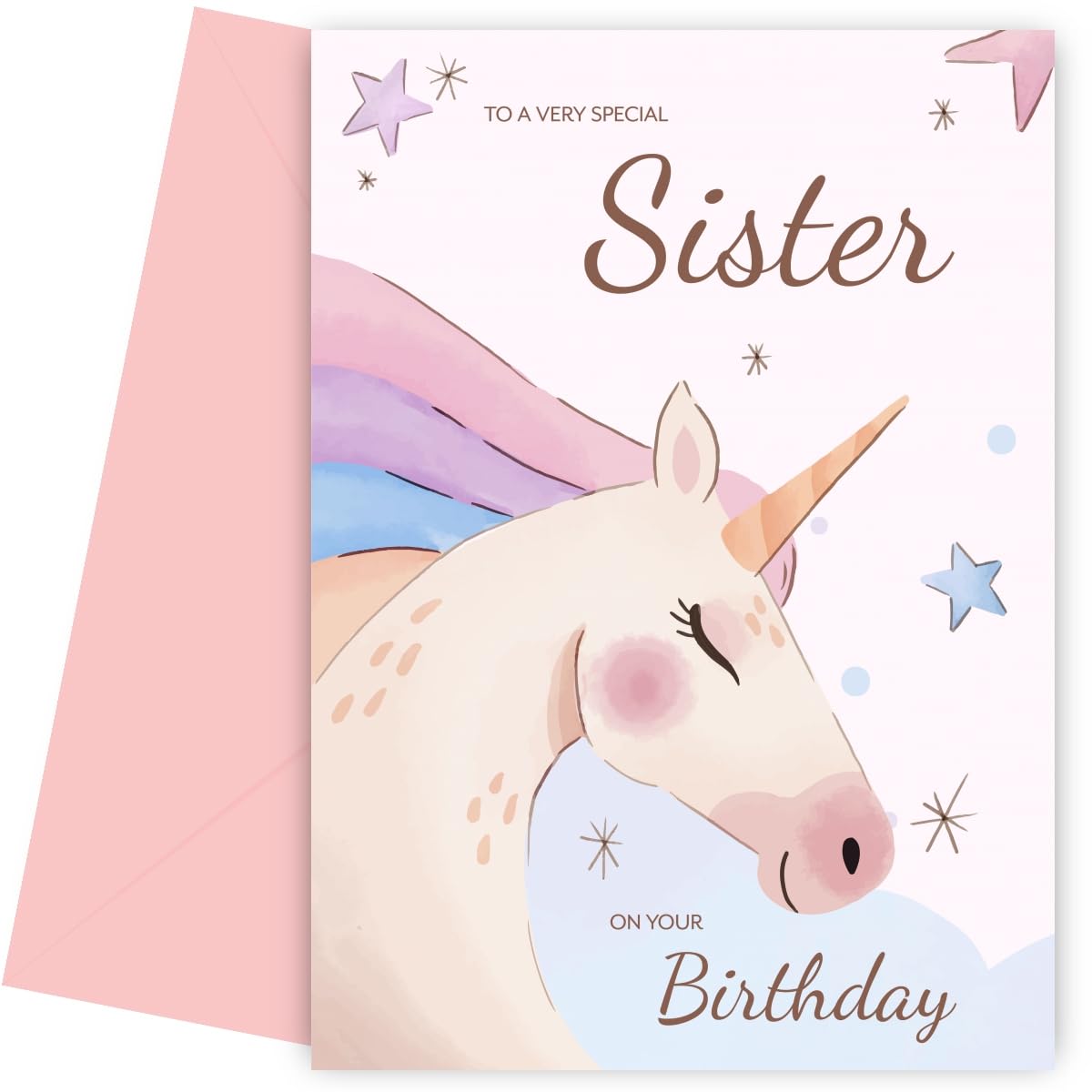 Einhorn Geburtstagskarte Für Schwester - Aquarell-Design Mit Persönlicher Botschaft