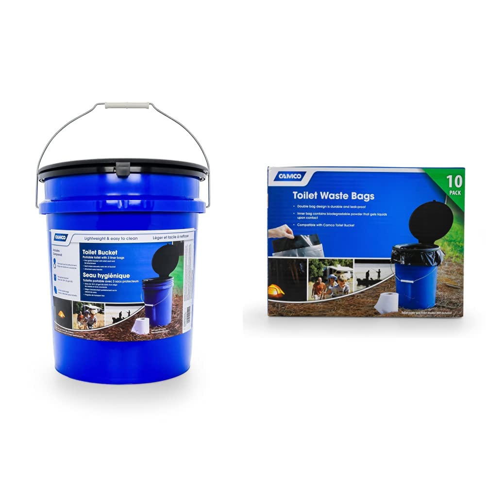 Photo 1 of Camco Portable Toilet with Seat and Cover, 