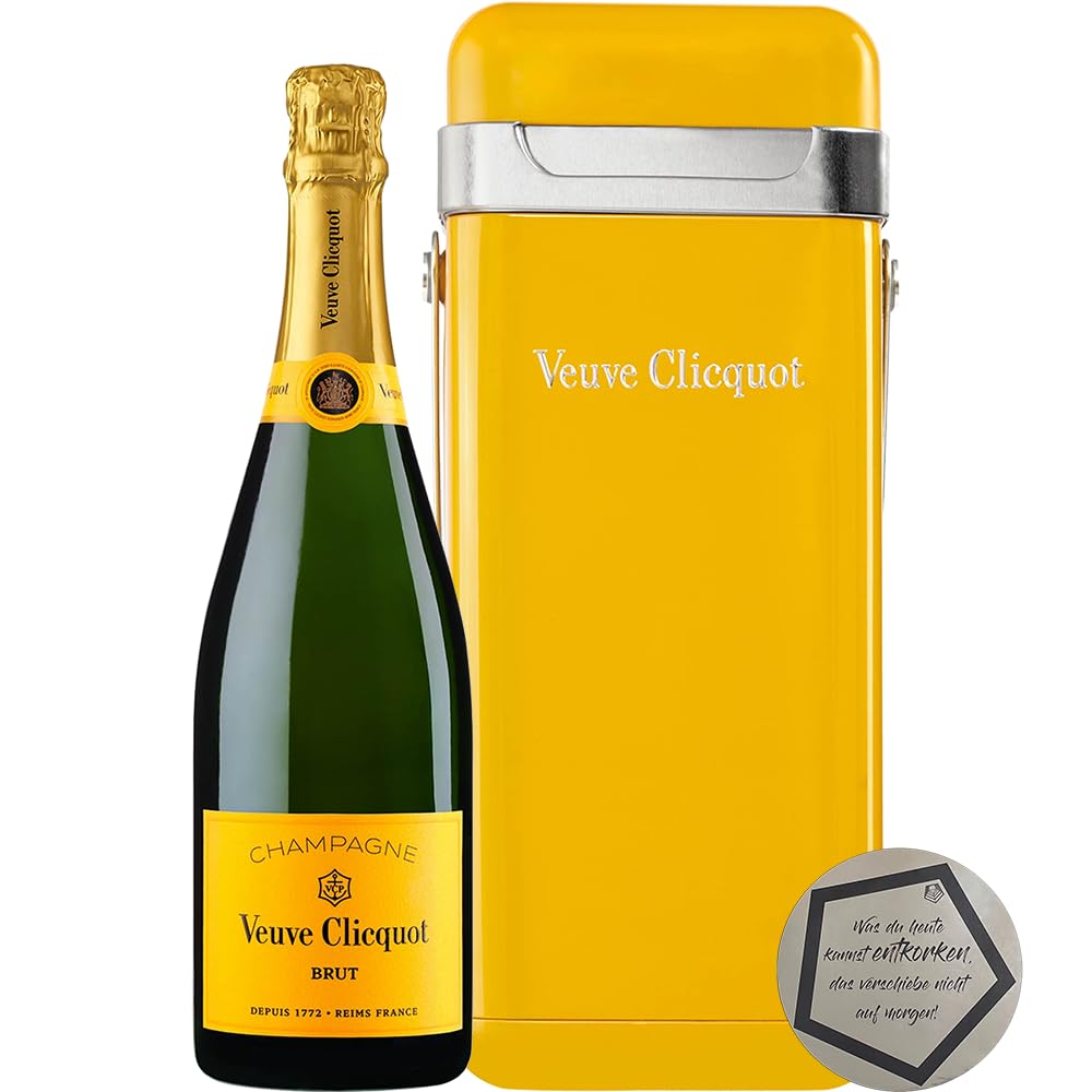 1 Stück Veuve Clicquot | Yellow Label Brut Champagner "Clicquot Cooler " 0.75 l 12% vol inkl. LOVEVINO Silver Button Sticker