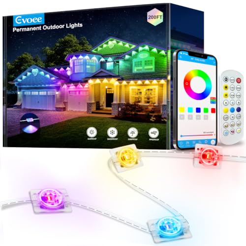 ROSCOO Permanent Outdoor Lights for House, 100FT Smart RGB Outside Lights with 36LEDS 16 Million DIY Colors Remote, IP67 Waterproof Eaves Light for Christmas Halloween Holiday Daily Decorations