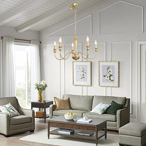 Ashuaqi Gold Chandeliers 5 Lights Modern Farmhouse Chandelier Candle Chandelier Industrial Hanging Light Fixtures For Entryway Dining Room Bedroom Living Room Kitchen Island #TOP1