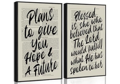 Wavkkey 2Pcs Bible Verse Wall Art Vintage Christian Scripture Newspaper Posters Paintings Wall Decor Canvas Prints Artwork for Bedroom Office Apartment Home Decoration Unframed by Wavkkey - Used condition - US$17.65