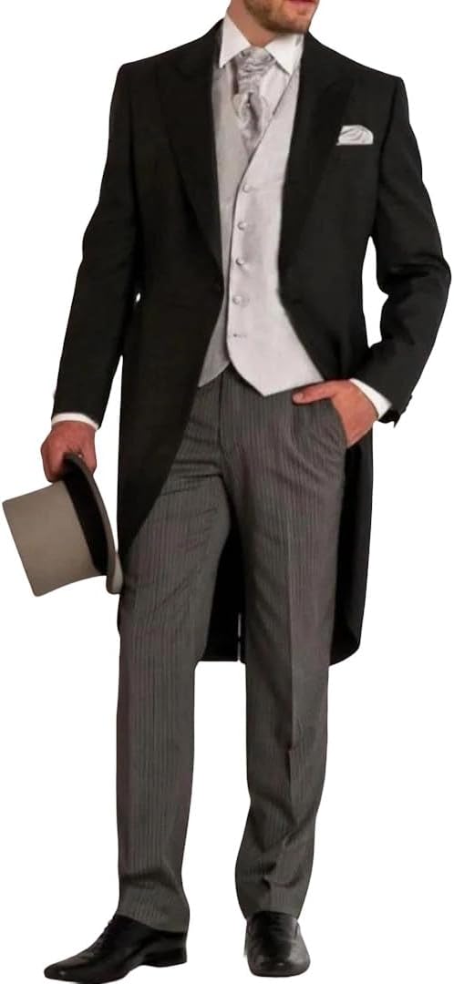 Men's 3 Piece Suit Set Regular Blazer Pants for Travel Dinner Office Look | 3 Piece Suit Set with striped regular styling supports trouser suit coordination, social event, and overcoat outfits.