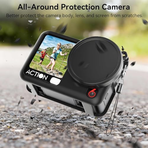 Image of M.G.R.J Silicone Protective Case Cover for DJI Osmo Action 6 Action Camera, Silicone Sleeve with Lanyard & Lens Cap (Black)