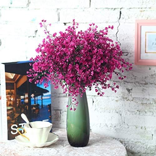 Miniatura 3 de 12 Lotes Arbustos Artificiales Arbustos Flores Artificiales Resistentes A Los Rayos Uv Para Exterior, Plantas Flores Decorativas Para Arreglo Floral, Centro De Mesa, Decoración De Jardín Casa Fucsia