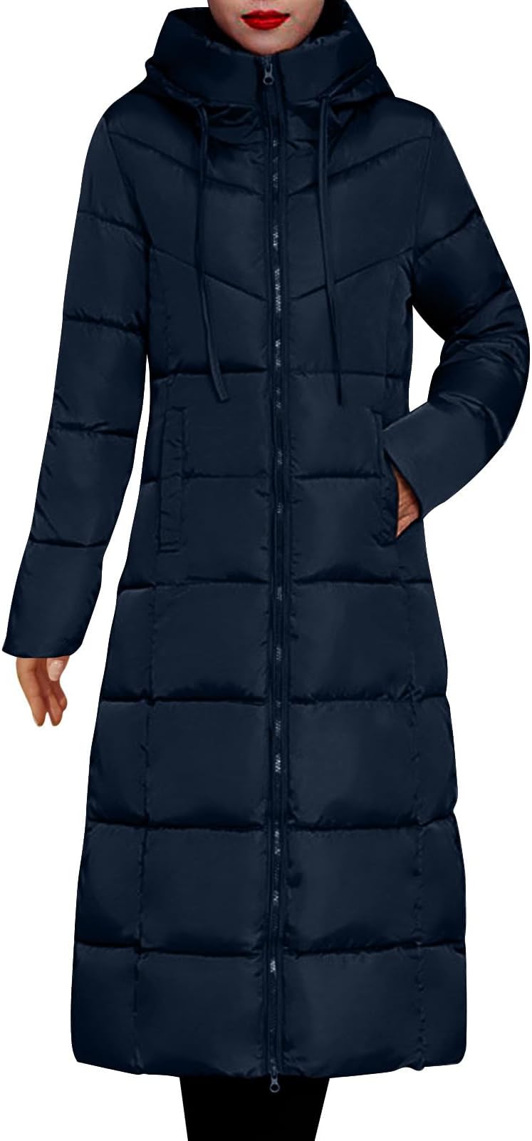 Womens Long Puffer Winter Coat Plus Size Packable Down Jacket Warm Parka Jacket Zip Up Quilted Jackets