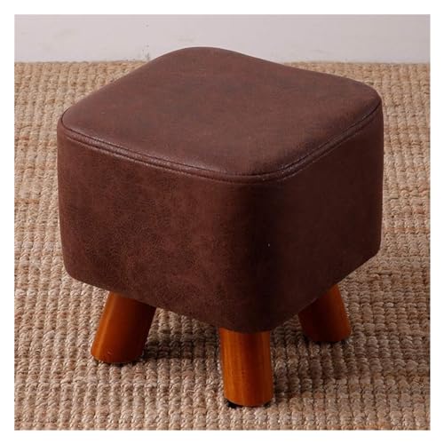 GBYAGECZ Reposapiés otomano Taburete Puf Redondo Otomano, Banco para Zapatos Taburete Puff Taburete Asiento Patas de Madera Cuero sintético Banco pequeño