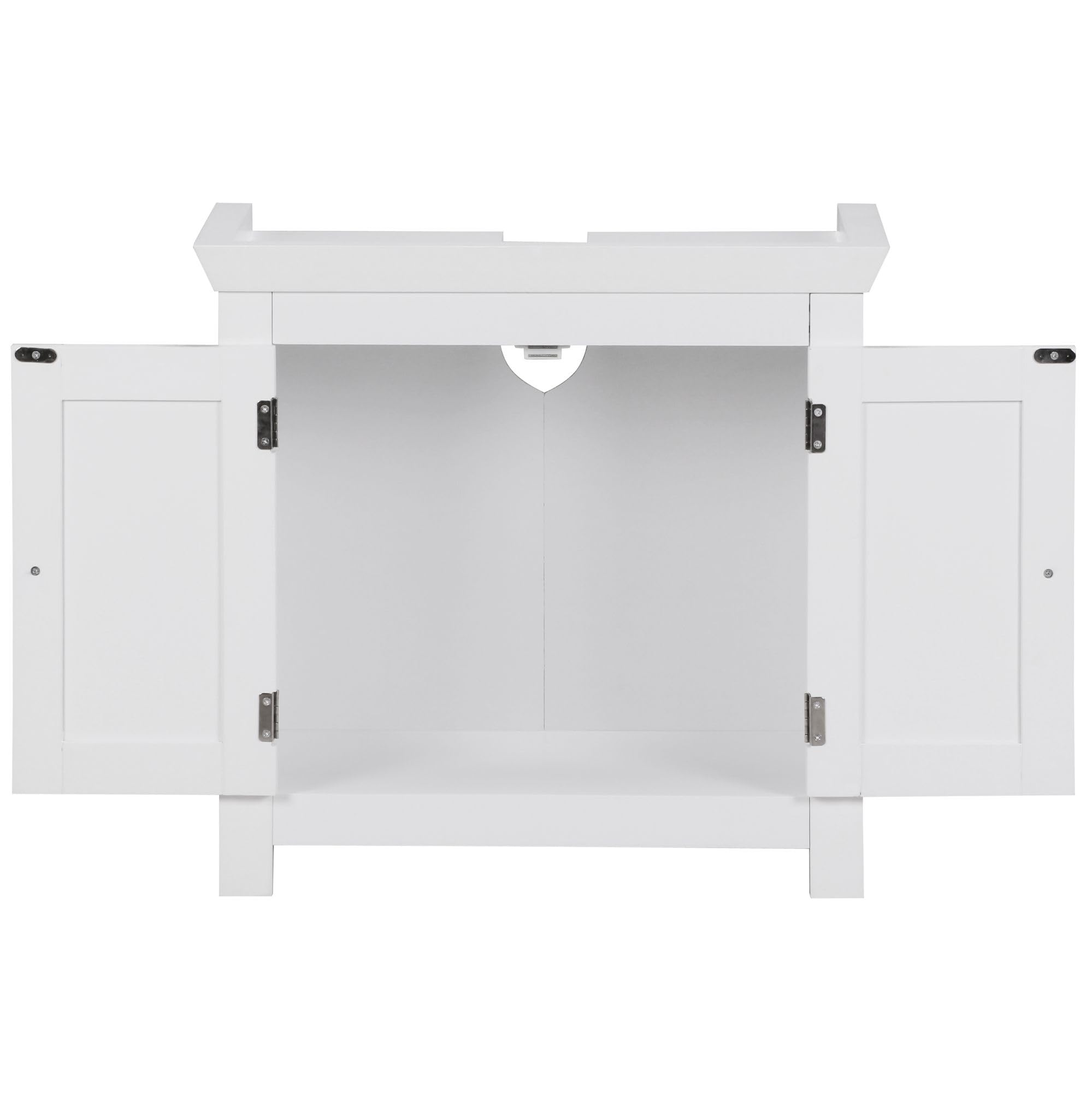 FineBuy Design Waschbeckenunterschrank, Badunterschrank mit 2 Türen Weiß, Badschrank Waschbecken Stehend, Bad Aufbewahrung, Waschtischunterschrank