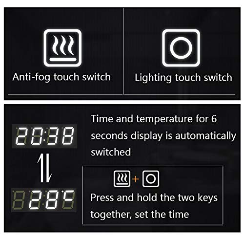 Mirror, illuminated LED bathroom anti-fog, wall-mounted frameless round, vanity