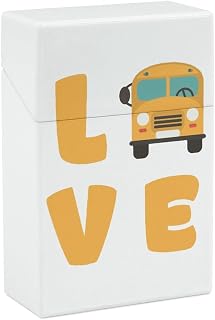 I Love School Buses Cigarette Case Portable Cigarette Box Holder Flip Open Storage Case for Men Women