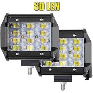 Kit 4” Pair Philips LED Projecteur 6000K 72W 7200LM 4 Rangs 24 LED Chips Lentille Light Barre OFF-ROAD Phare de Travail Spot Lumineuse Feux Antibrouillard Voiture Camion Tracteur SUV Bateau Harvester