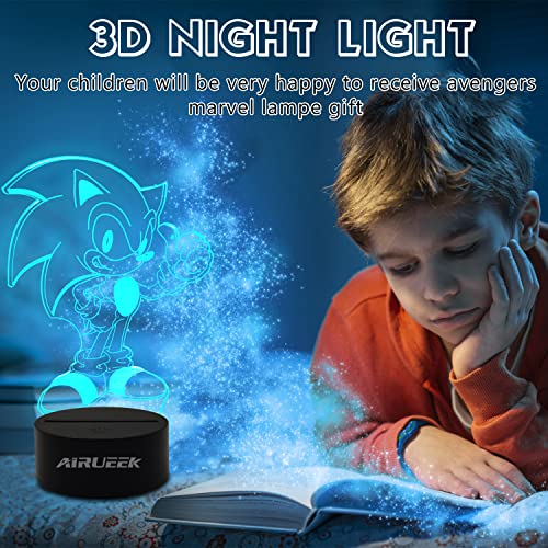Lampada Sonic Hedgehog 3D Luce Notturna Bambini-16 Variazioni Di Colore/1 Telecomando/1 Base Nera/-Decorazione Camera Regali Creativi Anime Gadget Per Bambino Ragazzo Uomo Sonic Fans (Sonic Stand) - Image 6