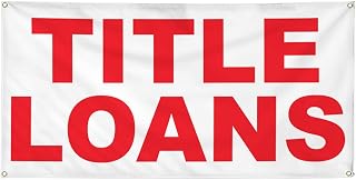 Vinyl Banner Multiple Sizes Title Loans Red Business Outdoor Weatherproof Industrial Yard Signs 6 Grommets 36x72Inches