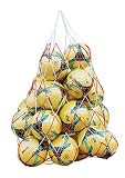 IPENNY Balltragenetz Balltasche Große Fußball Beutel Nylon Aufbewahrungstasche für Basketball Volleyball Fußball Basketballtasche große Maschentasche passende für ca.15 Bälle
