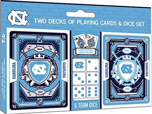 Image of MasterPieces Game Day - NCAA UNC Tar Heels 2-Pack Playing Cards & Dice Pack - Officially Licensed Set for Adults and Family