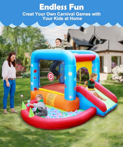 Step4Fun Inflatable Bounce House, Kids Castle Slide Bouncer for Children Jumping Outdoor and Indoor Party, Baby Backyard Water Jumper Toy with Blower, Ball Pit Pool, Ideal Gifts(112 x 98 x 65”) - Image 4
