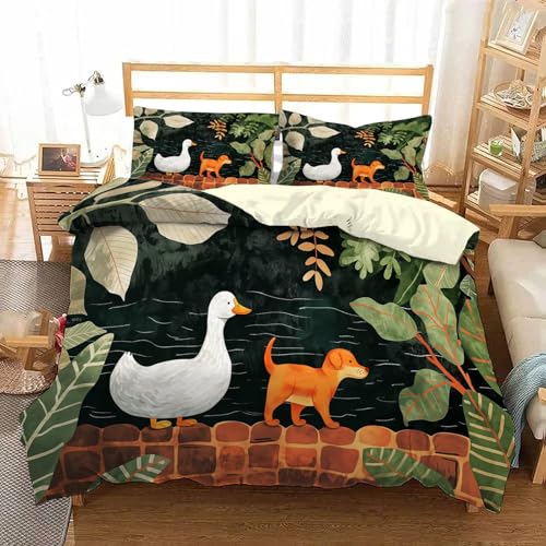Parure de Lit 200x200 cm avec Fermeture Éclair microfibre anti-glisse